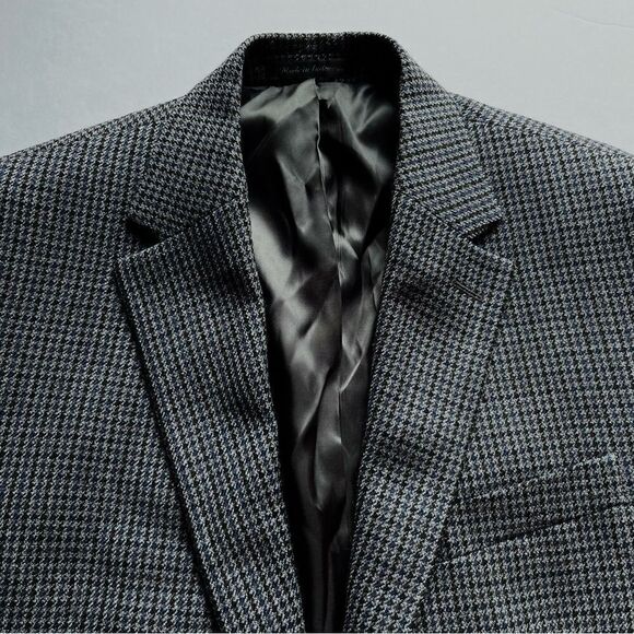 Beautiful Lauren Men's Wool Sport Coat Blue/Black Houndstooth size 40L - Picture 8 of 10